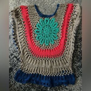 Boho Chic Crochet Blouse with Vibrant Accents